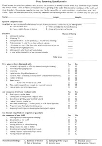 sleep screening questionnaire